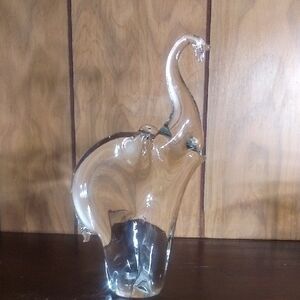 Graceful Blue-Tinted Glass Swan Sculpture Art